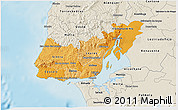 Political Shades 3D Map of Grande Lisboa, shaded relief outside