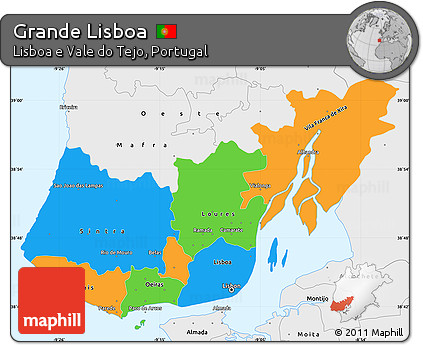 Political Simple Map of Grande Lisboa, single color outside, borders and labels