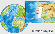 Physical Location Map of Nazaré, highlighted country, highlighted parent region, within the entire country