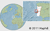 Savanna Style Location Map of Nazaré, highlighted country, highlighted grandparent region, hill shading