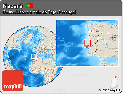 Shaded Relief Location Map of Nazaré