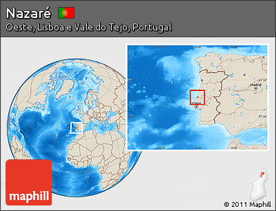 Shaded Relief Location Map of Nazaré