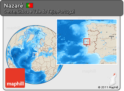 Shaded Relief Location Map of Nazaré, highlighted parent region