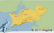 Savanna Style 3D Map of Península de Setúbal, single color outside