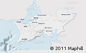 Silver Style 3D Map of Península de Setúbal, single color outside