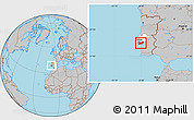 Gray Location Map of Península de Setúbal, highlighted parent region