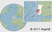 Savanna Style Location Map of Península de Setúbal, highlighted country, highlighted parent region, hill shading