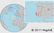 Gray Location Map of Montijo-Canha, highlighted parent region, highlighted grandparent region, within the entire country