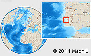 Shaded Relief Location Map of Montijo-Canha, highlighted parent region