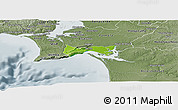Physical Panoramic Map of Setúbal, semi-desaturated