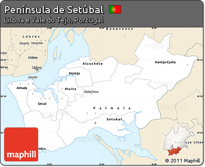 Classic Style Simple Map of Península De Setúbal