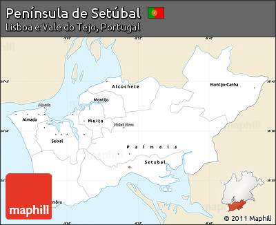 Classic Style Simple Map of Península De Setúbal, single color outside