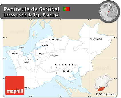 Classic Style Simple Map of Península De Setúbal, single color outside
