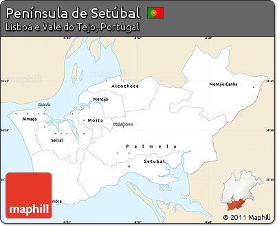 Classic Style Simple Map of Península De Setúbal, single color outside