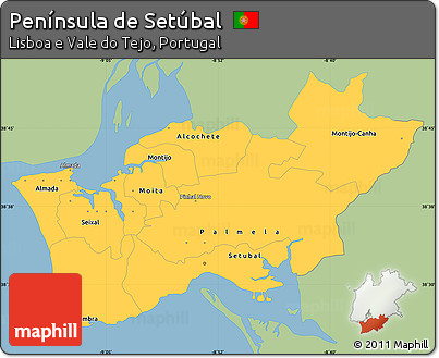 Savanna Style Simple Map of Península De Setúbal, single color outside