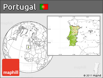 Physical Location Map of Portugal, blank outside