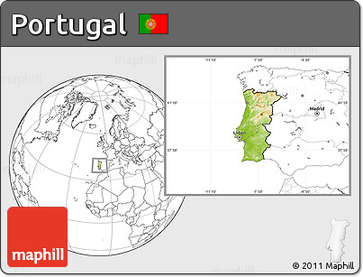 Physical Location Map of Portugal, blank outside