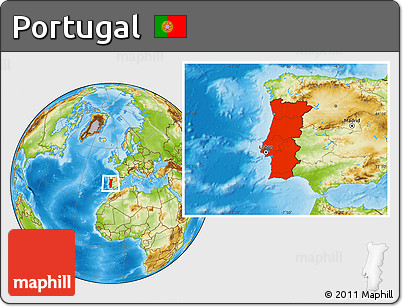 Physical Location Map of Portugal
