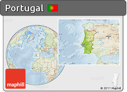 Physical Location Map of Portugal, lighten