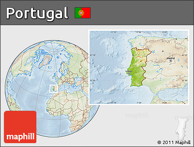 Physical Location Map of Portugal, lighten