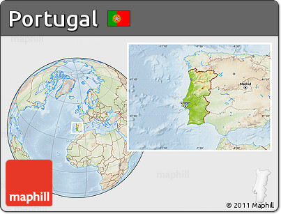 Physical Location Map of Portugal, lighten
