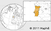 Political Location Map of Portugal, blank outside