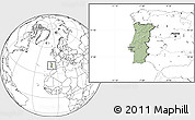 Savanna Style Location Map of Portugal, blank outside, hill shading inside