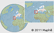 Savanna Style Location Map of Portugal, highlighted continent, within the entire continent, hill shading