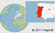 Savanna Style Location Map of Portugal, highlighted continent