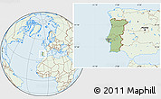 Savanna Style Location Map of Portugal, lighten
