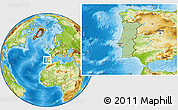 Savanna Style Location Map of Portugal, physical outside