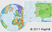Savanna Style Location Map of Portugal, political outside