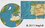 Savanna Style Location Map of Portugal, satellite outside