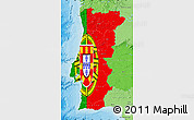 Flag Map of Portugal, political shades outside