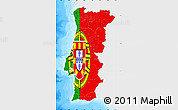Flag Map of Portugal, single color outside, bathymetry sea