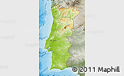 Physical Map of Portugal, semi-desaturated, land only