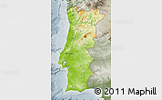 Physical Map of Portugal, semi-desaturated