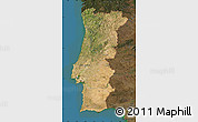 Satellite Map of Portugal, darken, land only