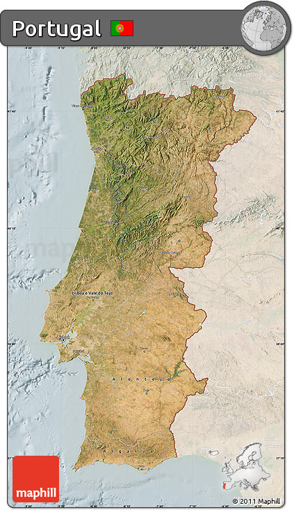 Satellite Map of Portugal, lighten