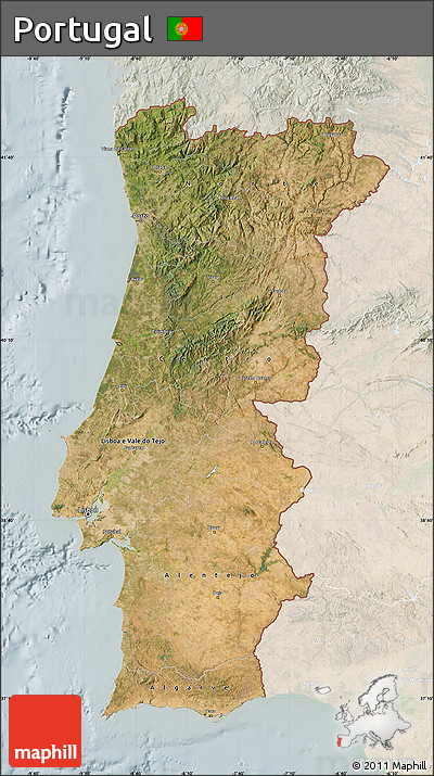 Satellite Map of Portugal, lighten