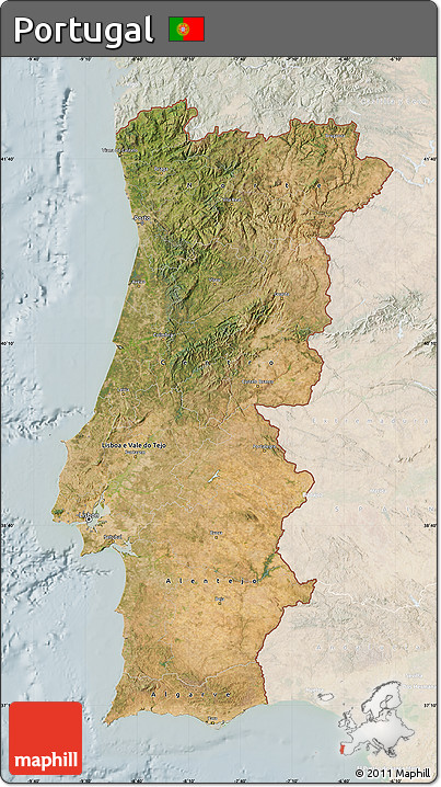 Satellite Map of Portugal, lighten