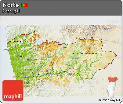 Physical 3D Map of Norte, lighten