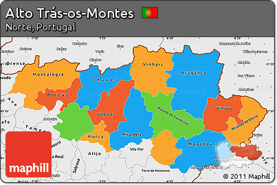 Political Simple Map of Alto Trás-os-Montes, single color outside, borders and labels