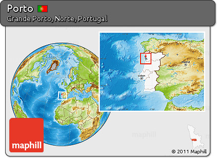 Free Physical Location Map Of Porto Highlighted Country Highlighted Parent Region Within The Entire Country