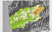 Physical 3D Map of Minho-Lima, darken, desaturated