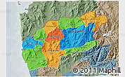 Political 3D Map of Minho-Lima, semi-desaturated