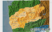 Political Shades 3D Map of Minho-Lima, darken