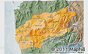 Political Shades 3D Map of Minho-Lima, semi-desaturated