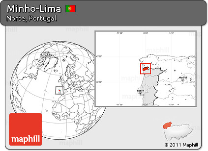 Blank Location Map of Minho-Lima, highlighted country