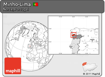 Blank Location Map of Minho-Lima, highlighted country, highlighted parent region